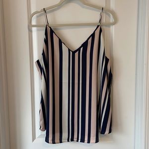 Pink & navy v neck tank